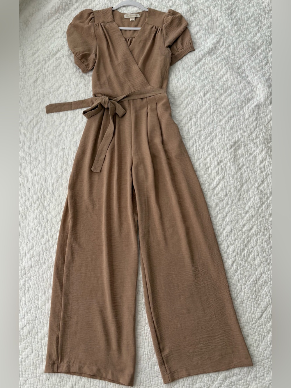 Monteau Los Angeles Wrap Front Wide Leg Jumpsuit. Light tan size XS. Great shape